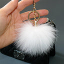 Genuine Fur Keychain Bag Charm, Fuzzy Keyring, Real Fur Key Chain, White Fluffy Accessory, Handbag Charm, Purse Charm