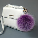 Fluffy Fur Pom Pom Keychain, Furry Key Fob, Real Fur Key Chain, Purple Orchid Fur Ball Key Ring, Birthday Gift For Daughter, Backpack Pompom