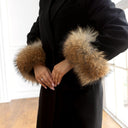 Fluffy Raccoon Fur Cuffs, Real Fur Sleeve Trim, Detachable Fur Wrist Warmers, Handmade Winter Accessory for Women, Fuzzy Cuffs Fur Coat