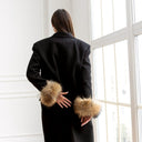 Fluffy Raccoon Fur Cuffs, Real Fur Sleeve Trim, Detachable Fur Wrist Warmers, Handmade Winter Accessory for Women, Fuzzy Cuffs Fur Coat