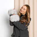 Light Gray Fox Fur Cuffs for Women, Detachable Sleeve Accessories, Fluffy Wrist Warmers, Winter Fashion Gift, Furry Bracelet, Cuffs For Coat