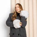 Light Gray Fox Fur Cuffs for Women, Detachable Sleeve Accessories, Fluffy Wrist Warmers, Winter Fashion Gift, Furry Bracelet, Cuffs For Coat