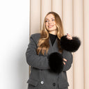 Light Gray Fox Fur Cuffs for Women, Detachable Sleeve Accessories, Fluffy Wrist Warmers, Winter Fashion Gift, Furry Bracelet, Cuffs For Coat