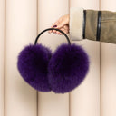 Hot Purple Fur Women's Earmuffs, Soft Fox Fur Ear Warmers, Purple Fluffy Ear Muffs for Her, Stylish Winter Accessories, Secret Santa Gift