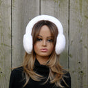 Real Rex Rabbit Fur Earmuffs, Cream Fur Earmuffs, Fuzzy Winter Accessories, Fluffy Ear Muffs With Full Fur Headband, Cozy Gift For Daughter