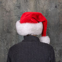 Luxury Santa Hat For Her or Him, Unisex Christmas Hat With Real Fox Fur Trim, Large Pompom Santa Hat, Christmas Holiday Furry Hat for Adults