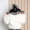 Silver Fox Fur Hat, Oversized Trapper Hat Women, Cold Weather Hat, Warm Fluffy Hat, Leather Ushanka, Fur Aviator Hat, Christmas Gift For Mom