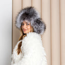 Silver Fox Fur Hat, Oversized Trapper Hat Women, Cold Weather Hat, Warm Fluffy Hat, Leather Ushanka, Fur Aviator Hat, Christmas Gift For Mom