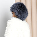Oversized Winter Hat From Real Raccoon Fur, Gray Blue Furry Hat, Handmade Kubanka Hat, Fashion Women Hat For Cold Weather, Gift For Wife