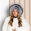 Luxury Silver Fox Fur Hat with Detachable Tail, Real Fur Winter Hat for Women, Oversized Fur Cap, Warm Fuzzy Hat, Christmas Gift For Wife
