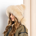 Warm Winter Fur Hood, Real Fur Bonnet with Ear Flaps, Knitted Fur Hat, Fox and Mink Fur, Women's Fur Hat, Teen Girl Fur Hat, Xmas Gift Idea