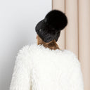 Black mink hat for women, Mink fur beanie hat, Black fluffy hat with pompom, Cute winter ladies hat, Fashion gift for her