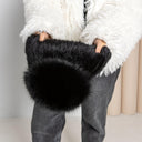 Black mink hat for women, Mink fur beanie hat, Black fluffy hat with pompom, Cute winter ladies hat, Fashion gift for her
