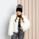 Black Mink Beanie, Fur Hat With Silver Fox Pompom, Mink Hats for Women, Warm Hat With Pom Pom, Winter Fashion Hat, Ladies Fur Hat, Mom Gift