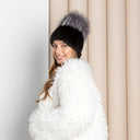 Black Mink Beanie, Fur Hat With Silver Fox Pompom, Mink Hats for Women, Warm Hat With Pom Pom, Winter Fashion Hat, Ladies Fur Hat, Mom Gift