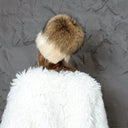 Beige Mink Fur Hat for Women with Raccoon Pompom, Fuzzy Warm Winter Headwear, Fluffy Beanie, Oversized Pompom Hat, Birthday Gift for Sister
