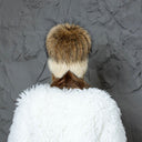 Real Mink Fur Hat with Raccoon Pompom, Fluffy Beige Winter Hat for Women, Handmade Premium Fur Beanie, Warm & Stylish Cold Weather Accessory