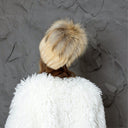 Real Mink Fur Hat with Raccoon Pompom, Fluffy Beige Winter Hat for Women, Handmade Premium Fur Beanie, Warm & Stylish Cold Weather Accessory