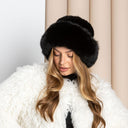 Mink Hat Women, Real Fur Knitted Hat with Fox Fur Trim, Fluffy Bucket Hat, Winter Womens Hat, Soft Winter Headwear for Her, Fuzzy Mink Hat