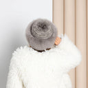 Mink Hat Women, Real Fur Knitted Hat with Fox Fur Trim, Fluffy Bucket Hat, Winter Womens Hat, Soft Winter Headwear for Her, Fuzzy Mink Hat