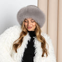 Mink Hat Women, Real Fur Knitted Hat with Fox Fur Trim, Fluffy Bucket Hat, Winter Womens Hat, Soft Winter Headwear for Her, Fuzzy Mink Hat