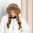 Mink Hat Women, Real Fur Knitted Hat with Fox Fur Trim, Fluffy Bucket Hat, Winter Womens Hat, Soft Winter Headwear for Her, Fuzzy Mink Hat