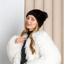 Rex Rabbit Fur Hat with Pompom, Soft Winter Women’s Beanie, Warm Real Fur Knit Hat, Luxury Gift for Her, Cold Weather Accessories, Xmas Gift