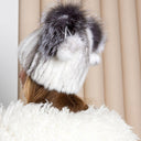 Red Fluffy Hat with Pompoms, Mink Fur Beanie Hat, Mink Hat for Women, Cute Winter Hat, Women Hat, Knitted Fur with Pompom, Fur Hat For Her