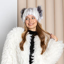 Red Fluffy Hat with Pompoms, Mink Fur Beanie Hat, Mink Hat for Women, Cute Winter Hat, Women Hat, Knitted Fur with Pompom, Fur Hat For Her