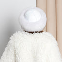White Fox Fur Mongolian Hat, Real Fur & Leather Winter Hat, Warm Pill Box Hat, Fashion Women Hat, Winter Headwear, Anniversary Gift For Wife