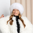 White Fox Fur Mongolian Hat, Real Fur & Leather Winter Hat, Warm Pill Box Hat, Fashion Women Hat, Winter Headwear, Anniversary Gift For Wife