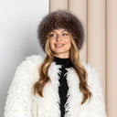 Premium Gold Fox Fur Winter Hat For Her, Women Mongolian Hat, Brown Leather Pill Box Hat, Winter Fur Accessories, Warm Fluffy Hat, Xmas Gift