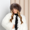Premium Gold Fox Fur Winter Hat For Her, Women Mongolian Hat, Brown Leather Pill Box Hat, Winter Fur Accessories, Warm Fluffy Hat, Xmas Gift
