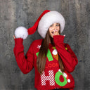 Luxury Santa Hat For Her or Him, Unisex Christmas Hat With Real Fox Fur Trim, Large Pompom Santa Hat, Christmas Holiday Furry Hat for Adults