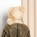 Warm Winter Fur Hood, Real Fur Bonnet with Ear Flaps, Knitted Fur Hat, Fox and Mink Fur, Women's Fur Hat, Teen Girl Fur Hat, Xmas Gift Idea
