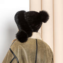 Warm Winter Fur Hood, Real Fur Bonnet with Ear Flaps, Knitted Fur Hat, Fox and Mink Fur, Women's Fur Hat, Teen Girl Fur Hat, Xmas Gift Idea