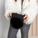 Black mink hat for women, Mink fur beanie hat, Black fluffy hat with pompom, Cute winter ladies hat, Fashion gift for her