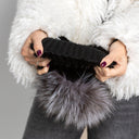 Black Mink Beanie, Fur Hat With Silver Fox Pompom, Mink Hats for Women, Warm Hat With Pom Pom, Winter Fashion Hat, Ladies Fur Hat, Mom Gift
