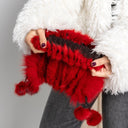 Red Fluffy Hat with Pompoms, Mink Fur Beanie Hat, Mink Hat for Women, Cute Winter Hat, Women Hat, Knitted Fur with Pompom, Fur Hat For Her