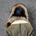 Natural Brown Raccoon Fur Trapper Hat, Women Hat For Cold Weather, Fluffy Aviator Hat, Leather Bomber Hat With Earflaps, Gift For Girlfriend