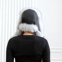 White Fox Fur Trapper Hat With Ear Flaps, Real Black Leather Aviator Hat, Saga Blue Fox Winter Hat, Fashion Ushanka, Warm Winter Hat For Her