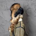 Natural Brown Raccoon Fur Trapper Hat, Women Hat For Cold Weather, Fluffy Aviator Hat, Leather Bomber Hat With Earflaps, Gift For Girlfriend