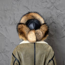 Natural Brown Raccoon Fur Trapper Hat, Women Hat For Cold Weather, Fluffy Aviator Hat, Leather Bomber Hat With Earflaps, Gift For Girlfriend