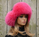Hot Pink Fox Fur Trapper Hat, Winter Fluffy Earflaps Hat, Pink Ushanka, Women's Pink Bomber Hat, Gifts for Daughter, Fashion Winter Fur Hat