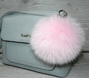 Pink Fur Pompom Keychain, Furry Key Chain Bag Charm, Fluffy Key Fob for Car, Real Fox Fur Pompom, Fur Ball Key Ring, Fur Decor for Backpack