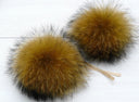 Real Fur Pom Pom for Hat, Raccoon Pompom, Detachable Fluffy Pompom, Brown Fur Ball With Ribbon, Hat Accessories, Craft Supply, Fur Bommel