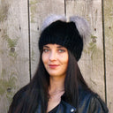 Mink Fur Beanie Hat with Ears, Black Fluffy Hat with Pompoms, Black Winter Hat for Women, Cute Hat, Knitted Fur with Pompom, Teen Girl Hat