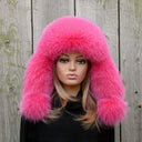 Hot Pink Fox Fur Trapper Hat, Fluffy Winter Ear Flap Hat, Pink Ushanka, Aviator Hat, Gift for Daughter, Real Fur Winter Hat, Gift for Sister