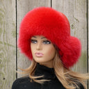Red Fox Fur Hat Women, Fur Trapper Hat, Real Fur & Leather Hat With Ear Flaps, Red Aviator Hat, Warm Fluffy Ushanka, Cute Gift For Teen Girl