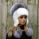 Real Fur Hat with Pom Pom, White Winter Beanie, Mink Hat for Women, Pompom Knitted Beanie, Warm Ear Flaps Hat, Extra Warm Hat For Teen Girl